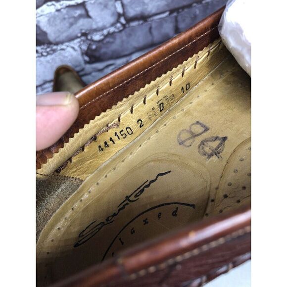 Santoni Relaxed Brown Leather Tassels Loafers Dress Shoes Men Sz 10D US/44EU